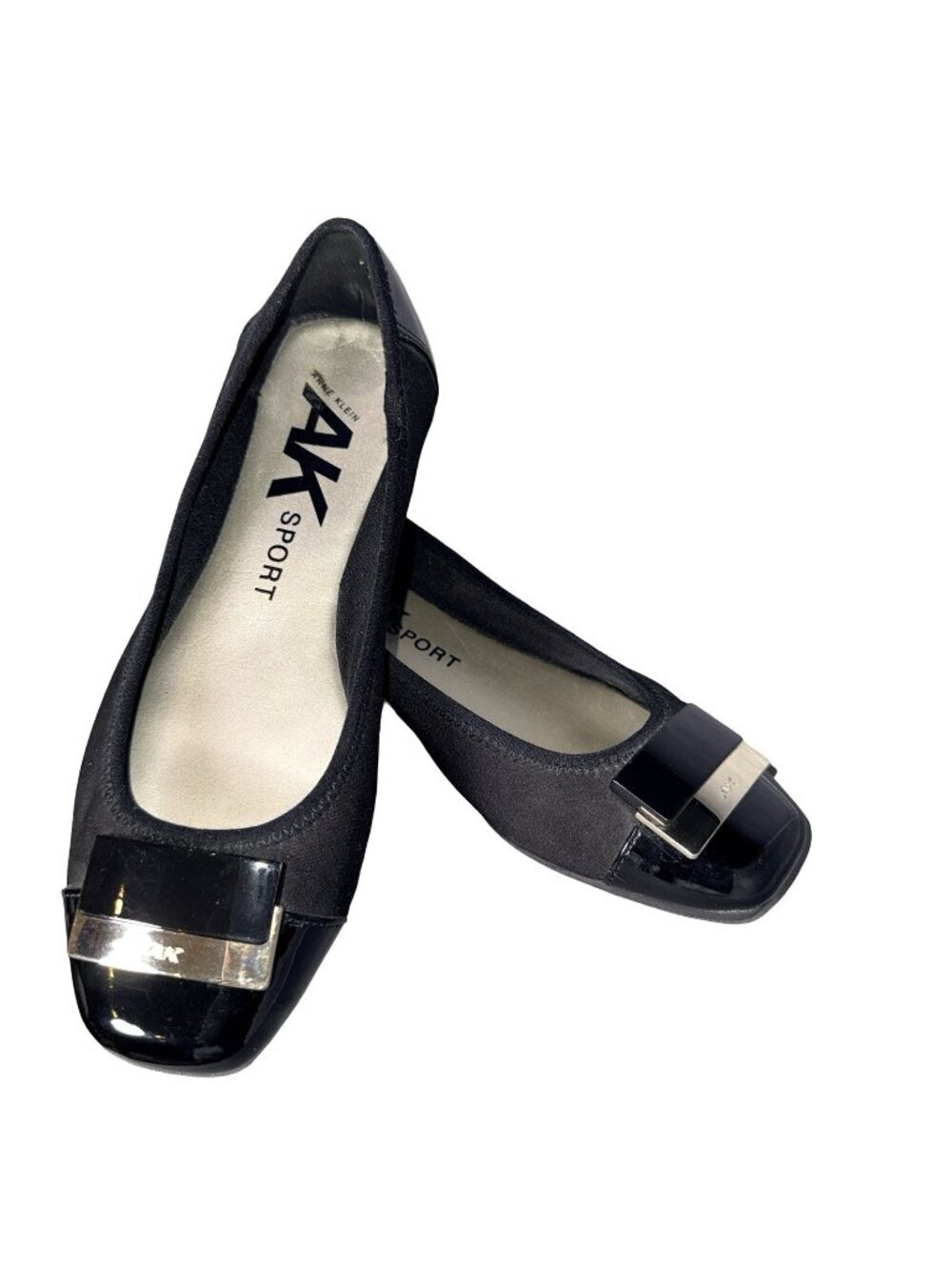 Anne Klein Sport Kuna Black Patent Fabric Ballet Flats Size 6.5M